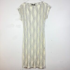 Pietro Filipi Striped Textured Midi Dress Gray Minimalist Czech Designer